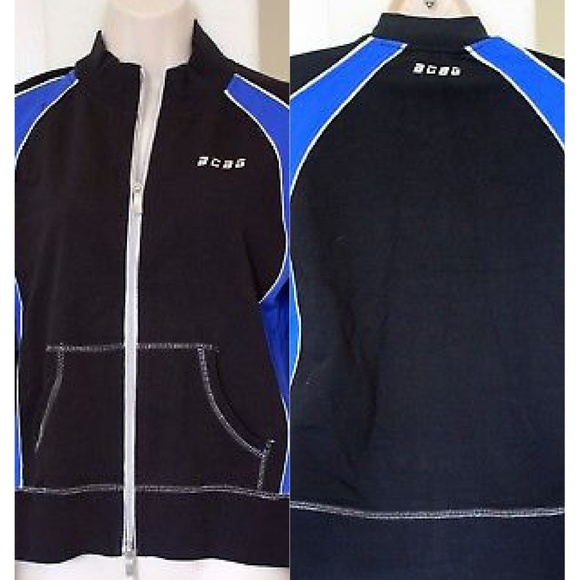 BCBGMaxAzria Tops - BCBGMaxAzria Black Blue Performance Full Zipup Athletic Long Sleeve Size M NWT